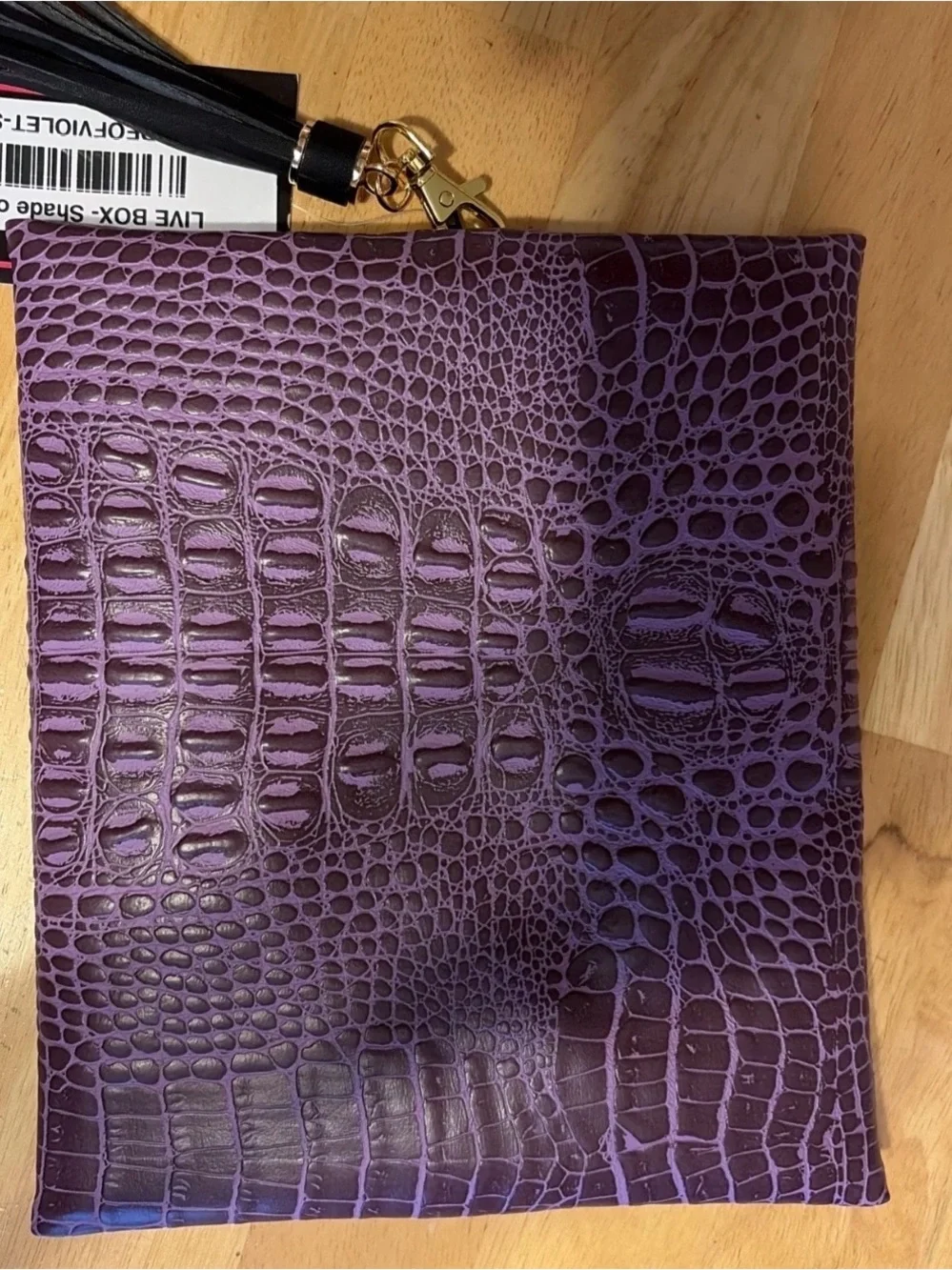 Makeup Junkie Bags Purple Croc-Embossed Cosmetic Bag
